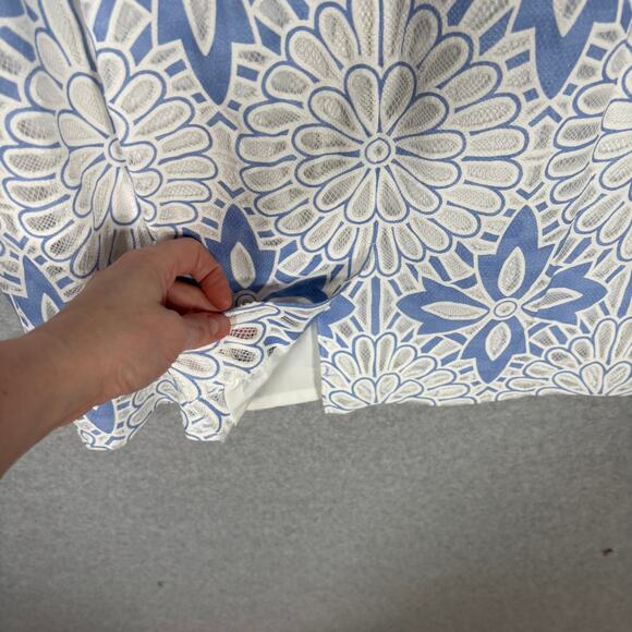 Talbots Dress 8P Cut Away Lace Floral White Shift Mod Periwinkle Church Easter - Picture 12 of 14